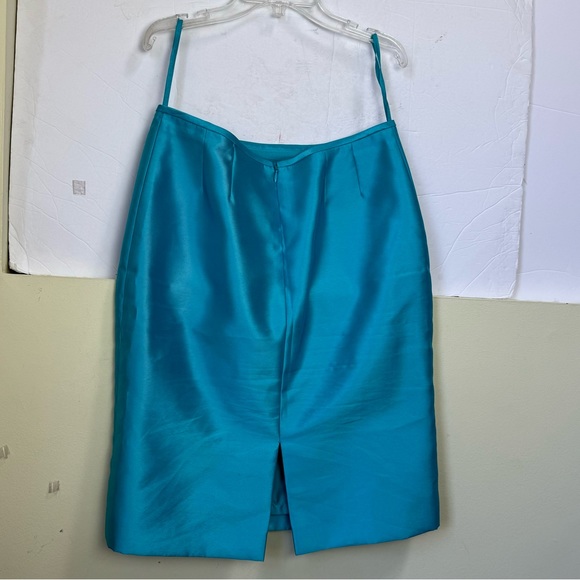 Tahari ASL LUXE Tiffany Blue Ruffle Jacket Skirt Evening Formal Suit Two Piece 6 - Picture 7 of 16